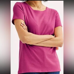 Croft & Barrow Women's Classic Tee Shirt Top Sz AP LG Magenta Garden NEW w/Tags